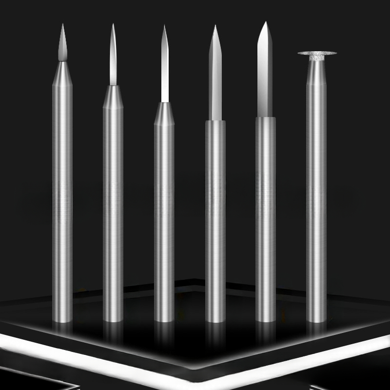 End Mill Set - 6 PC เหล็กความเร็วสูงแกะสลักชุดมีดแกะสลักดาบรูป 2.35/3.0mm Shank OLIVE