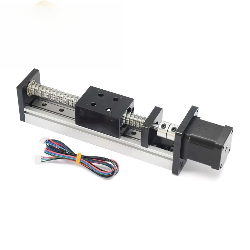 Linear Rail - แท่นเลื่อนเชิงเส้นระยะเคลื่อนที่ 100 มม. พร้อมรางสี่เหลี่ยมและมอเตอร์สกรูบอล สำหรับงาน DIY