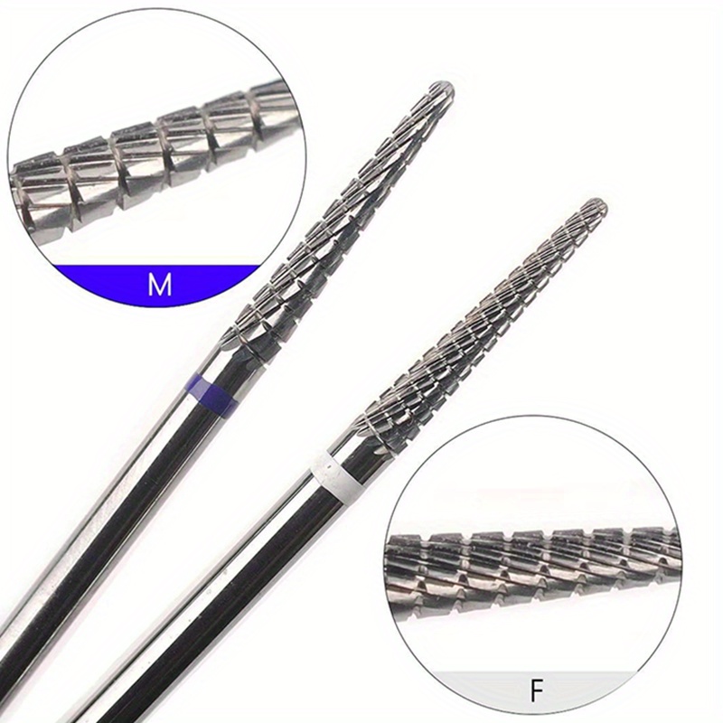 Carbide End Mill - 1/2 ชิ้นคาร์ไบด์ Cuticle ทําความสะอาดเล็บบิตกรวยเจาะเล็บ Bits ไฟฟ้า
