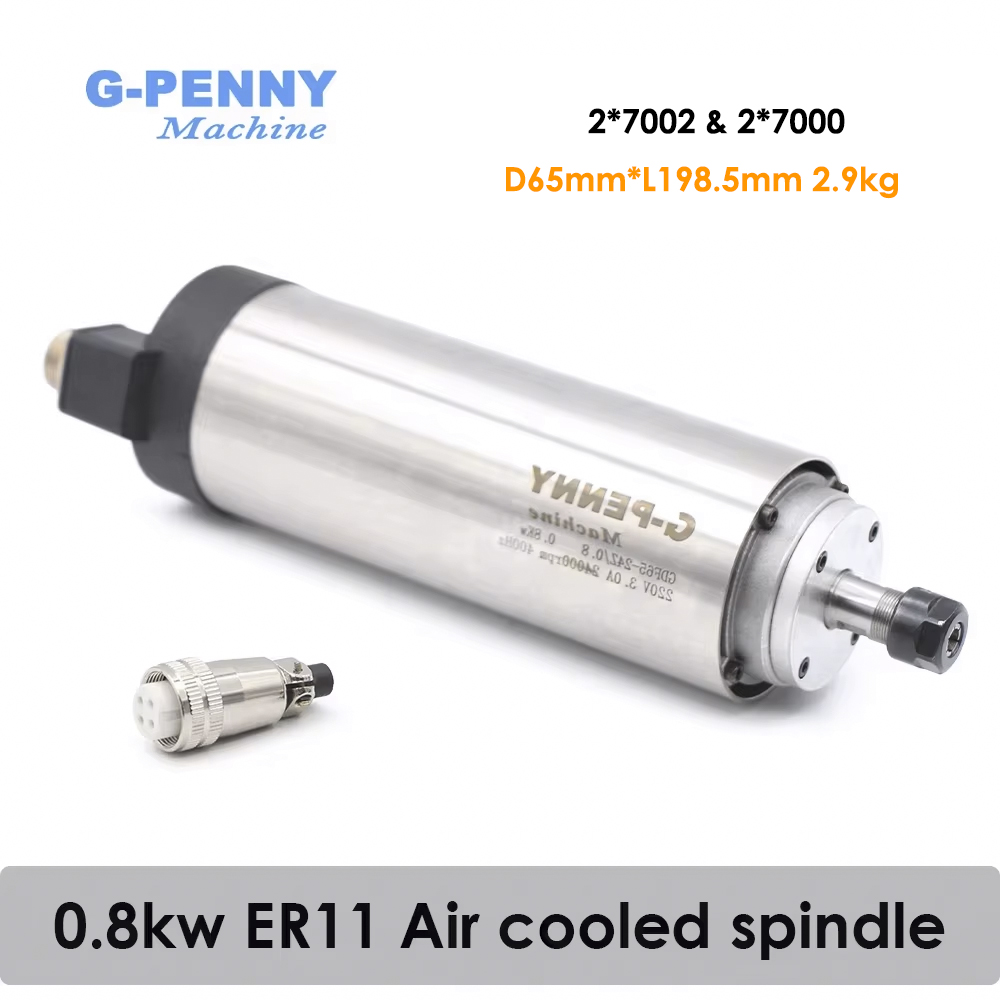 Water Cooled Spindle - มอเตอร์แกนหมุนระบายความร้อนด้วยอากาศ G-Penny 0.8KW ER11 เส้นผ่านศูนย์กลาง 65