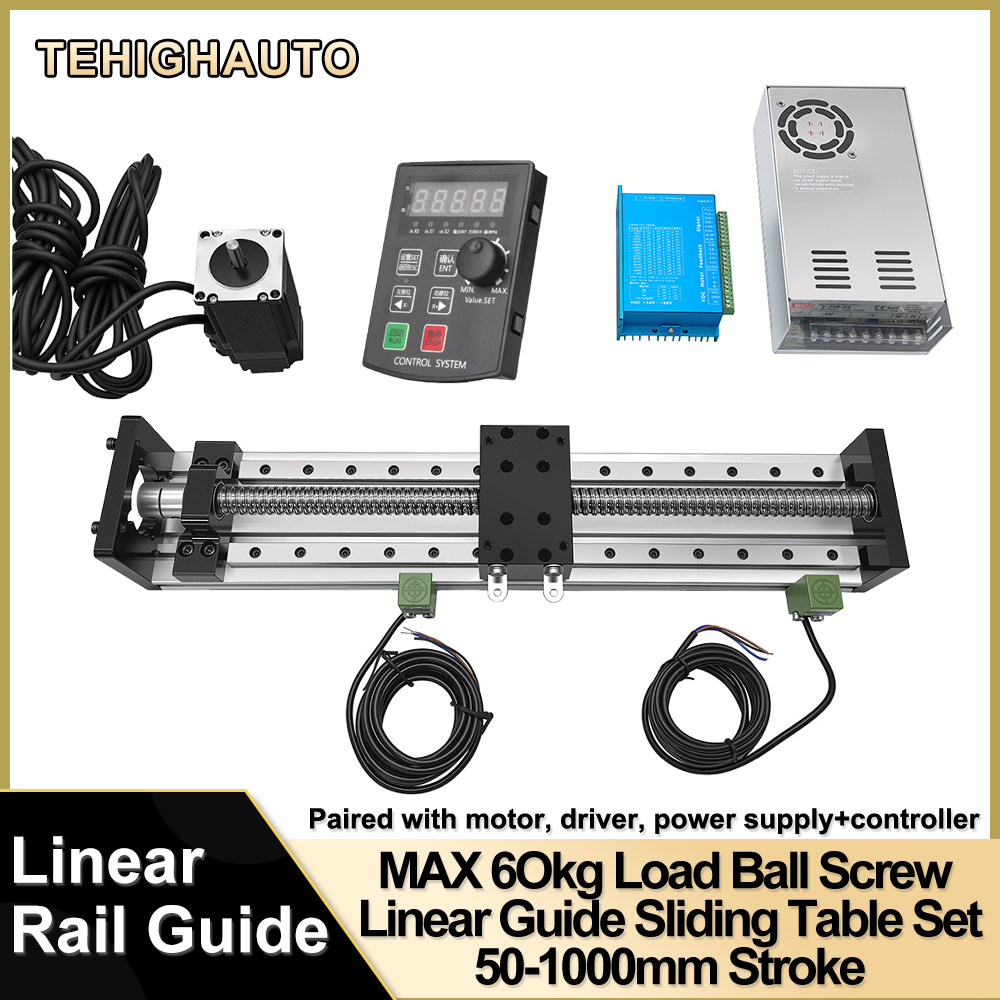 Linear Rail - ชุดรางเลื่อนบอลสกรู CNC พร้อมมอเตอร์ Nema23, ไดรเวอร์ DM556,