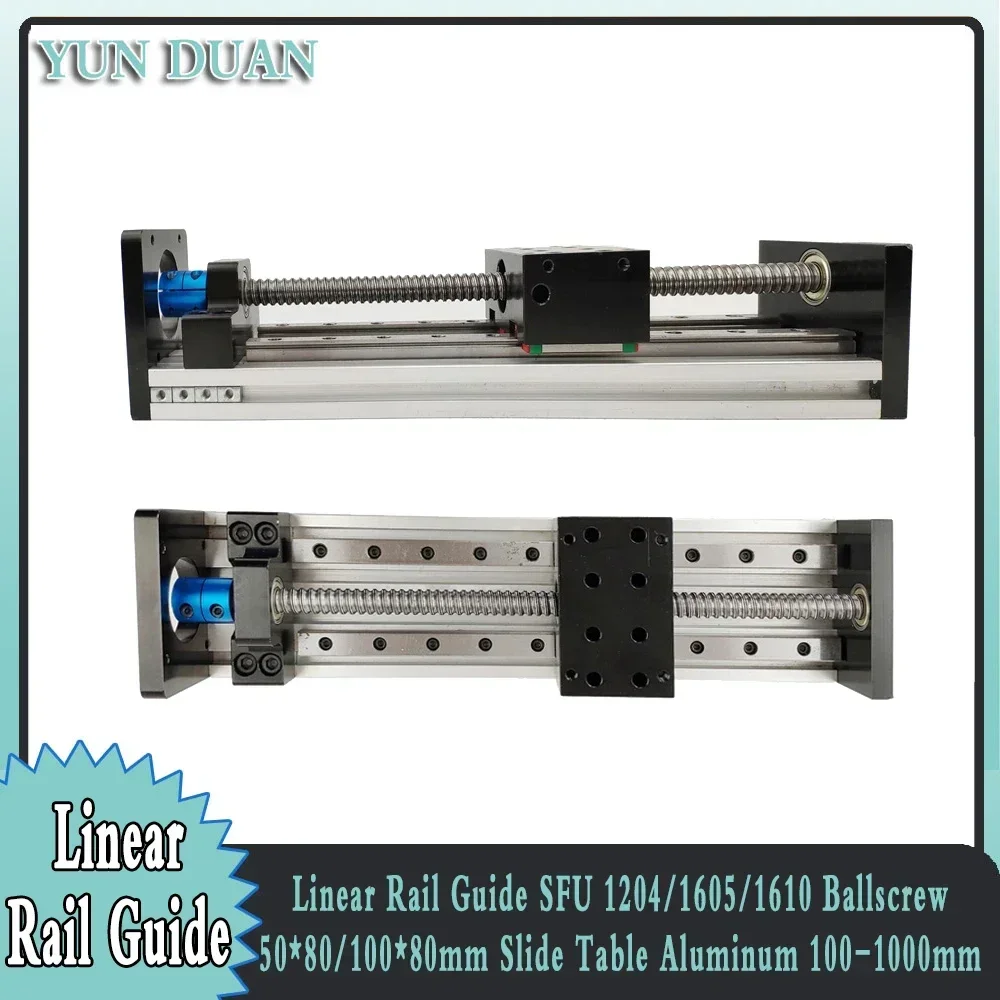 Ball Screw - คู่สแควร์คู่มือเชิงเส้นตารางเลื่อน SFU 1204/1605/1610 100-1000 มม.บอลสกรูแพลตฟอร์มแกน XYZ