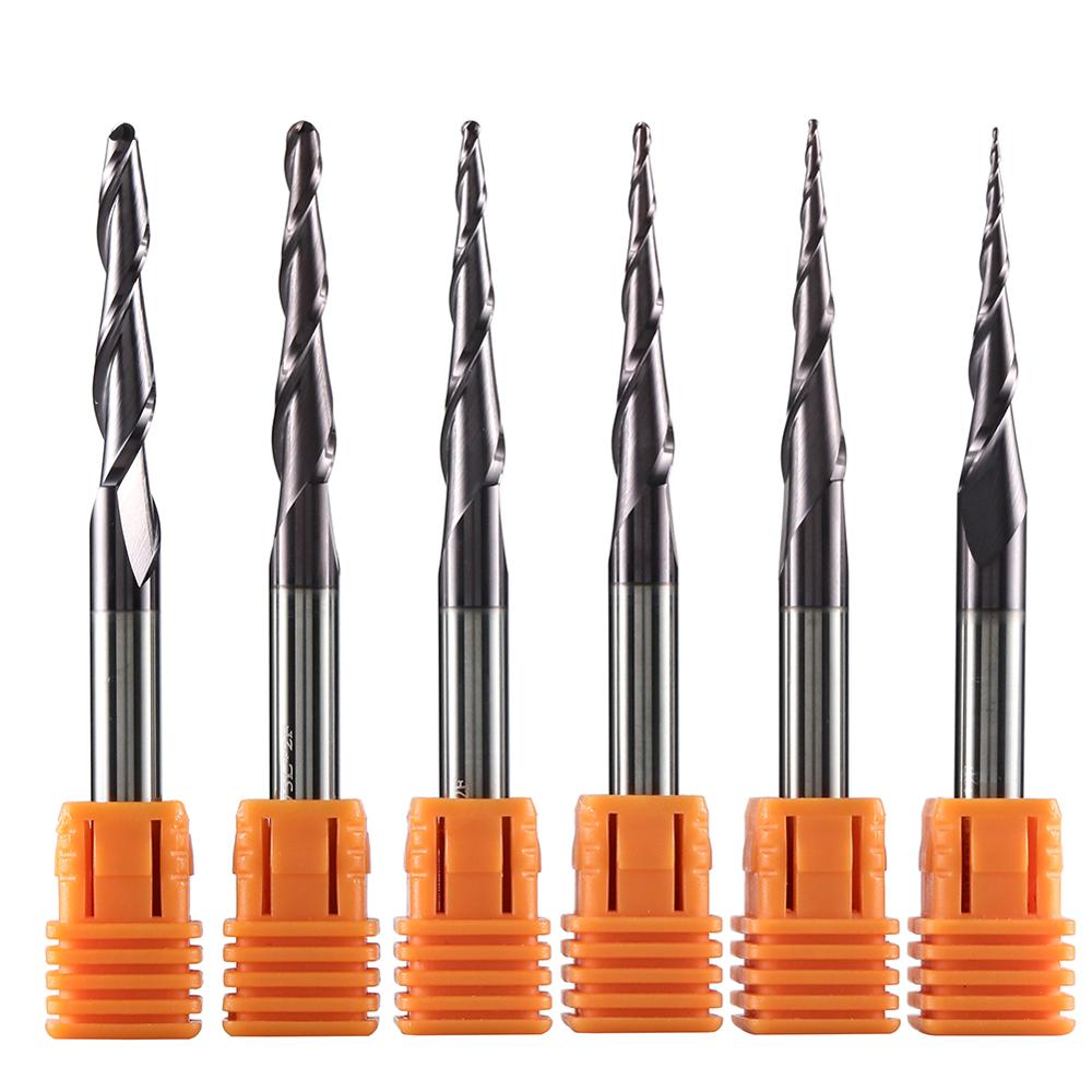 End Mill Set - 1 ชิ้นคาร์ไบด์เคลือบ Taper Ball จมูกบิต CNC